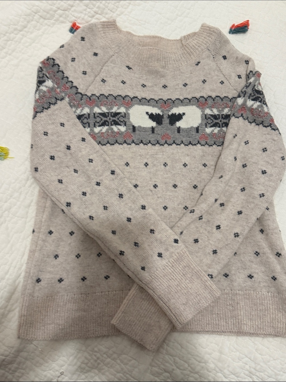 Neutral Fair Isle Wool-Blend Girls Sweater